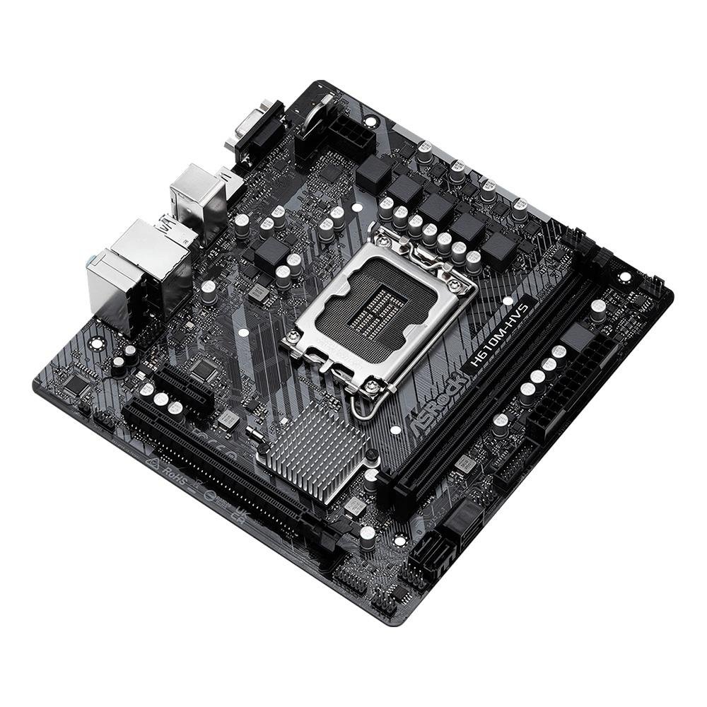 Placa-Mãe ASRock H610M-HVS Intel, M-ATX, DDR4, Socket LGA 1700, HDMI, VGA, Preto Placa-Mãe ASRock H610M-HVS Intel, M-ATX, DDR4, Socket LGA 1700, HDMI, VGA, Preto