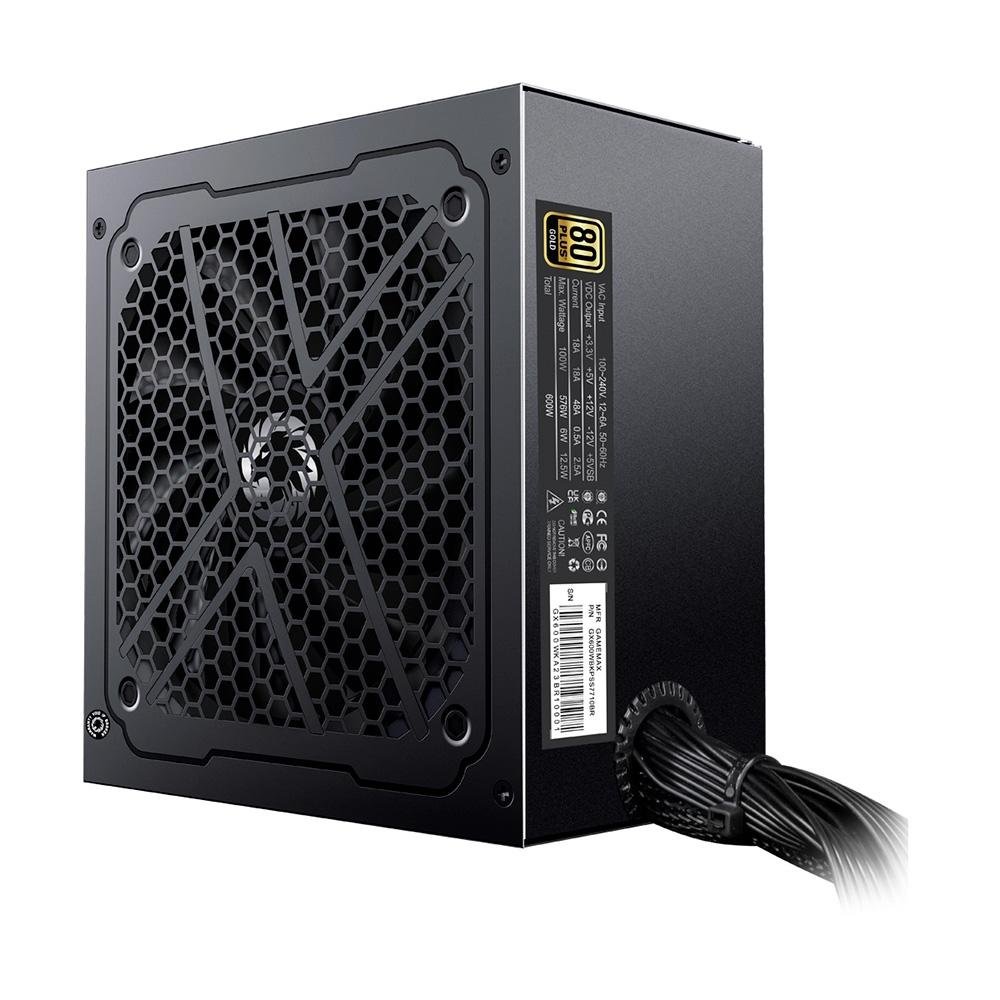 Fonte Gamemax GX600, 600W, 80 Plus Gold, PFC Ativo, Com Cabo, Preto - GX600WBKPSS7710BR Fonte Gamemax GX600, 600W, 80 Plus Gold, PFC Ativo, Com Cabo, Preto - GX600WBKPSS7710BR
