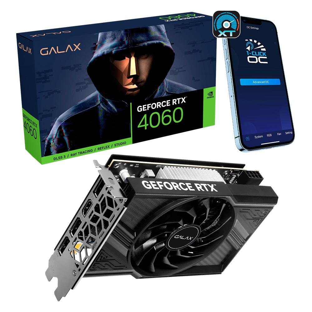 Imagem 10 de 11 do produto Placa de Vídeo RTX 4060 1-Click OC 1X Galax NVIDIA GeForce, 8GB GDDR6, DLSS, Ray Trancing, G-Sync