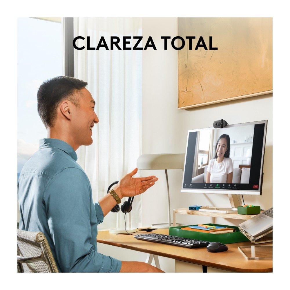 Webcam Logitech Brio 100 Full HD 30 FPS, Microfone, USB-A, Correção Automática, Grafite - 960-001586 - view 3