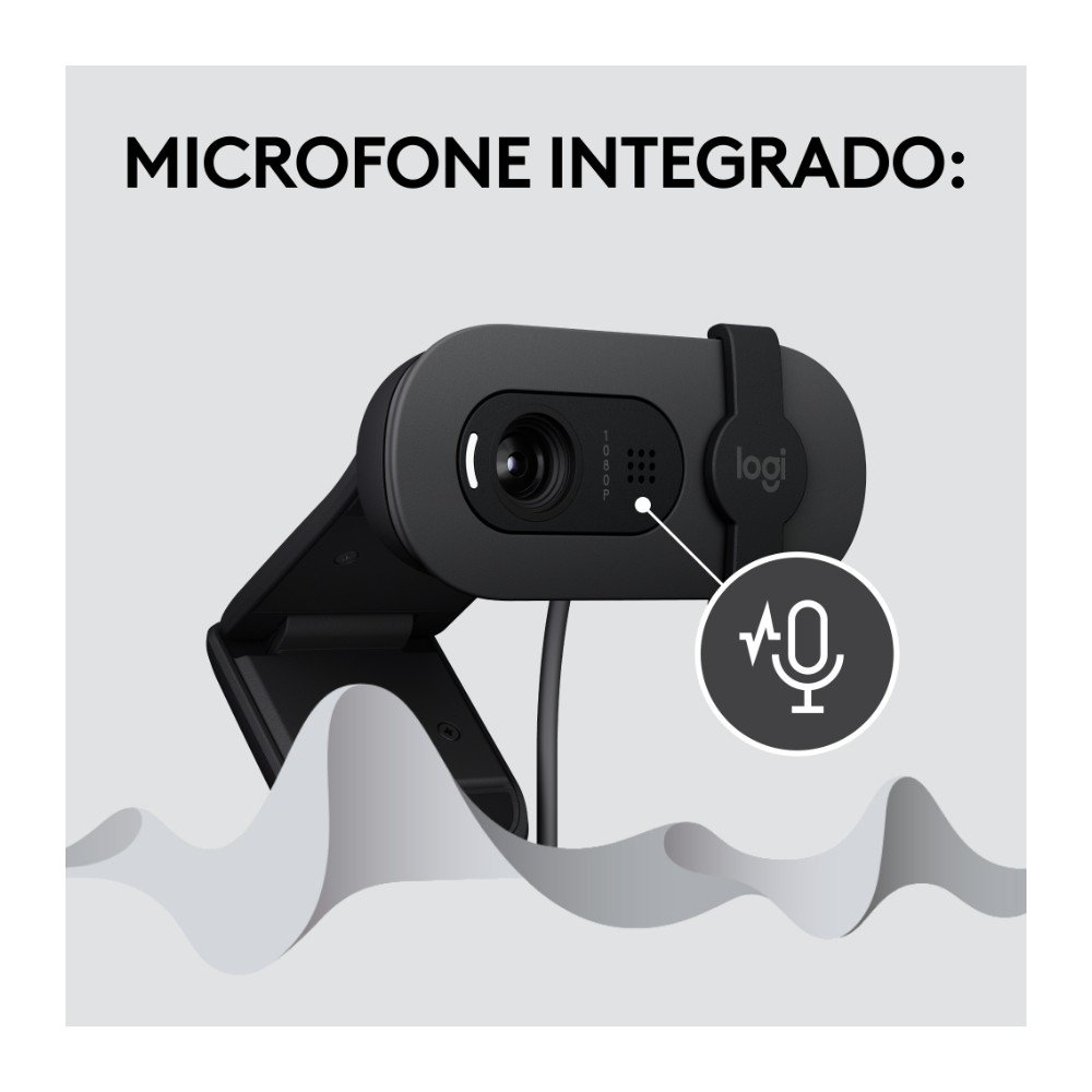 Webcam Logitech Brio 100 Full HD 30 FPS, Microfone, USB-A, Correção Automática, Grafite - 960-001586 - view 6