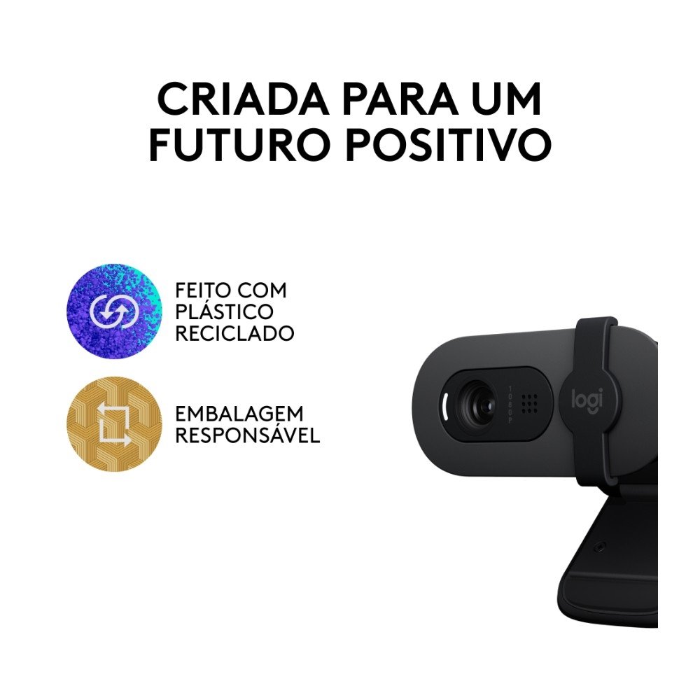 Webcam ( Balão.info) Brio 100 Full HD 30 FPS, Microfone, USB-A, Correção Automática, Grafite - 960-( Balão.info - view 10