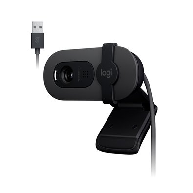 Webcam Logitech Brio 100 Full HD 30 FPS, Microfone, USB-A, Correção Automática, Grafite - 960-001586