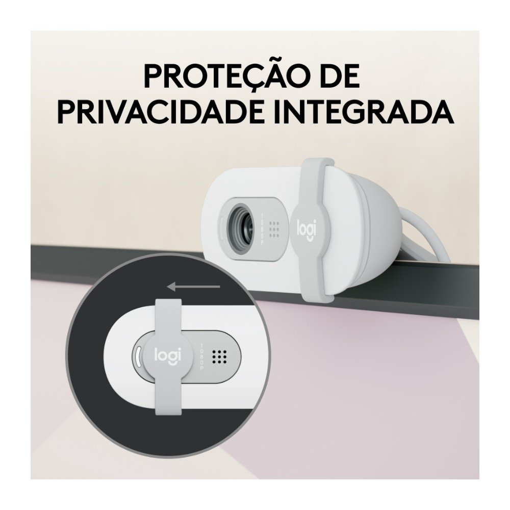 Imagem 5 de 10 do produto Webcam Logitech Brio 100 Full HD 30 FPS, Microfone, USB-A, Correção Automática, Branco - 960-001615