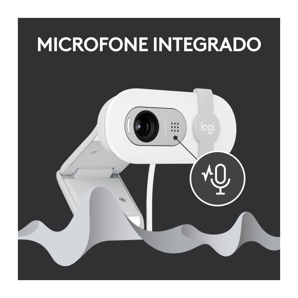 Imagem 6 de 10 do produto Webcam Logitech Brio 100 Full HD 30 FPS, Microfone, USB-A, Correção Automática, Branco - 960-001615