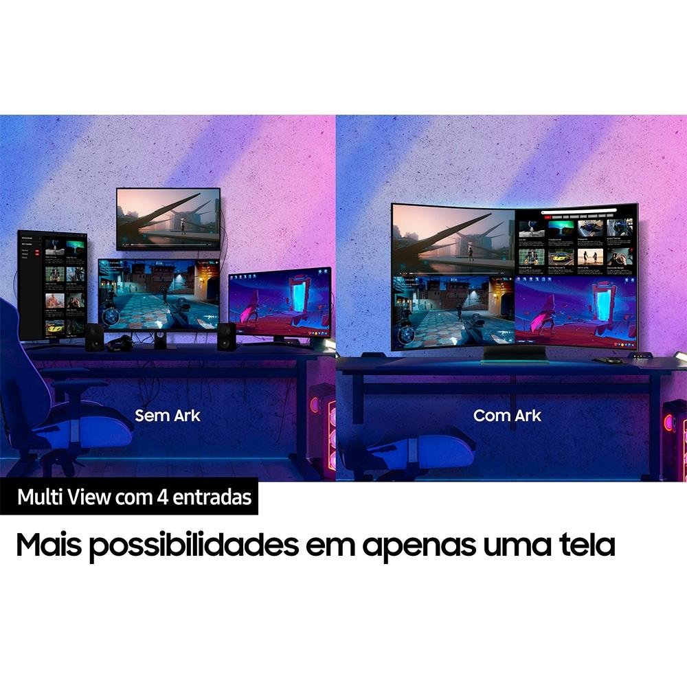 Imagem 9 de 9 do produto Monitor Gamer Curvo Samsung Odyssey Ark 55", 4K, 165Hz, 1ms, Gen 2, FreeSync Premium Pro, USB-C, Altura Ajustável, Som Integrado - LS55CG97WNLXZD