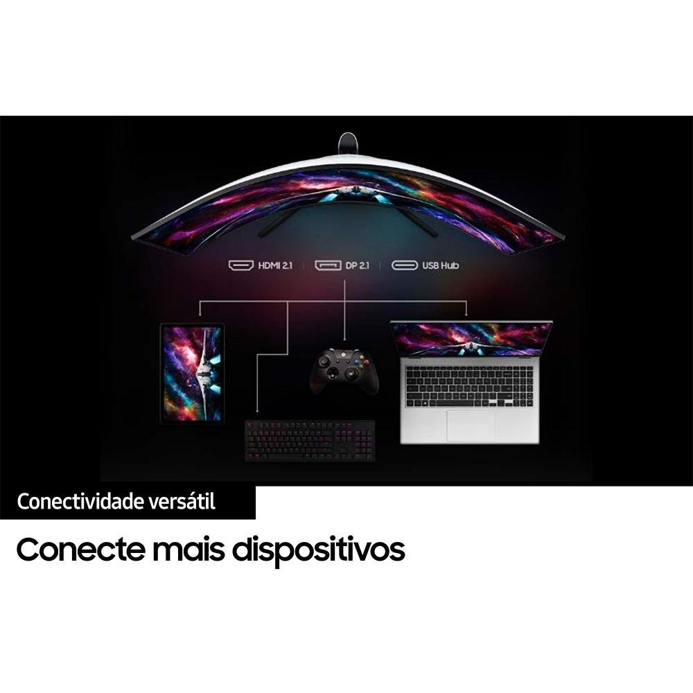 Imagem 10 de 10 do produto Monitor Gamer Curvo Samsung Odyssey NEO G9 57", Dual 4K, 240Hz, 1ms, FreeSync Premium Pro, HDR 1000, USB-C, Altura Ajustável - LS57CG950NLXZD