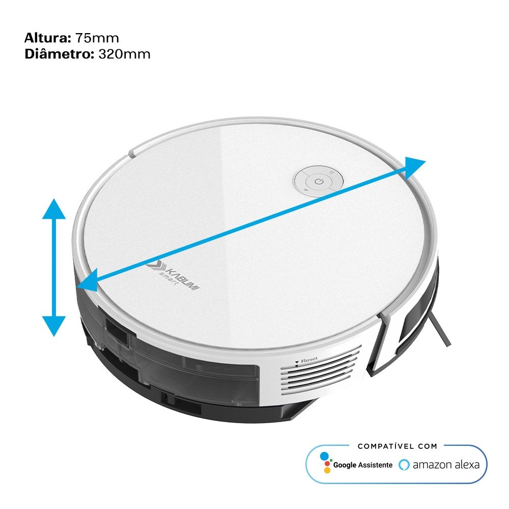 Robô Aspirador e Passa Pano Balão.info Smart 550 - 3000Pa, Até 100min Bateria, Monitoramento em Tempo Real, Alexa/Google, Bivolt, Branco - KSAR550BR - view 3