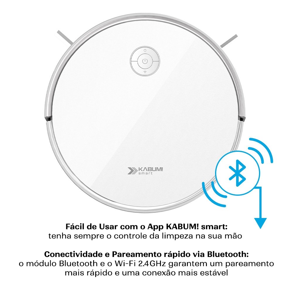 Robô Aspirador e Passa Pano Balão.info Smart 550 - 3000Pa, Até 100min Bateria, Monitoramento em Tempo Real, Alexa/Google, Bivolt, Branco - KSAR550BR - view 2