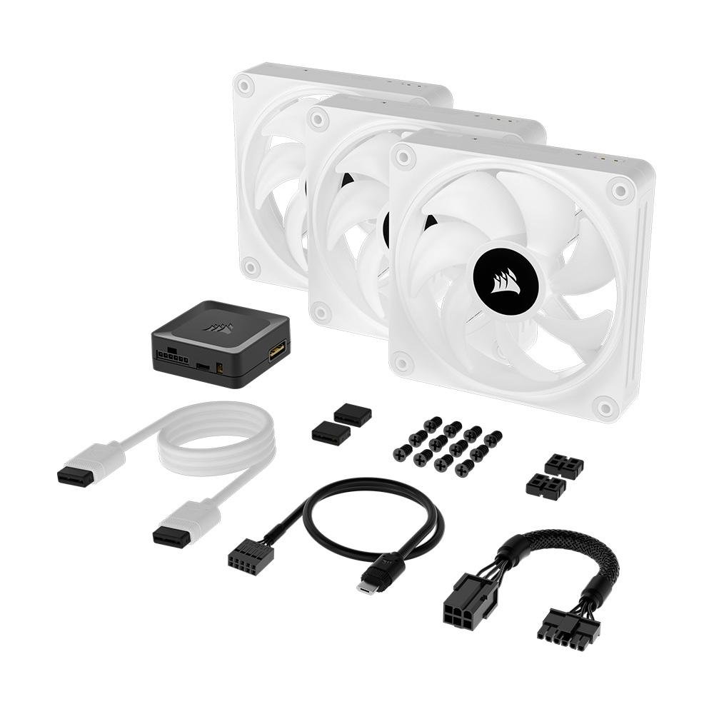 Imagem 13 de 16 do produto Kit Com 3 Ventoinhas Corsair iCUE LINK QX120, 120mm, RGB, Branco - CO-9051006-WW