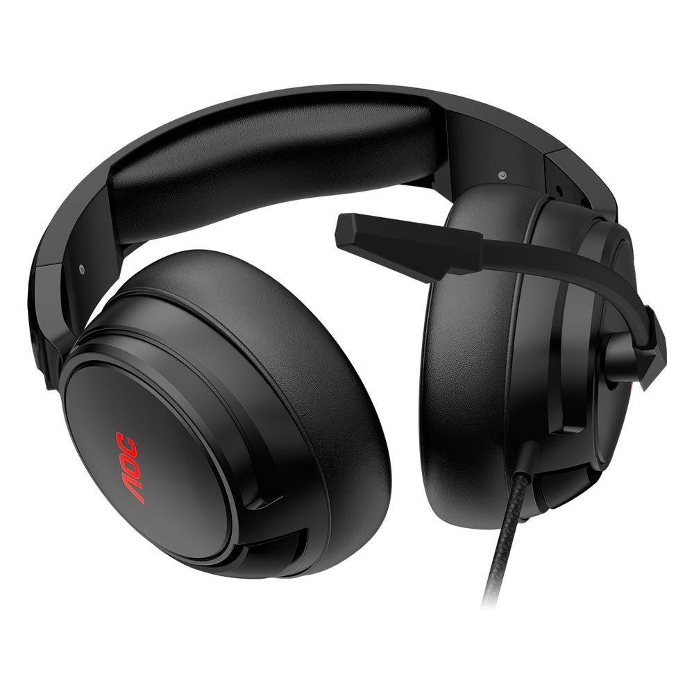 Headset Gamer AOC GH100, LED Vermelho, Drivers 50mm, P2, PC, PS4, PS5, Xbox One, Series, Switch, Mobile, Preto - GH100B