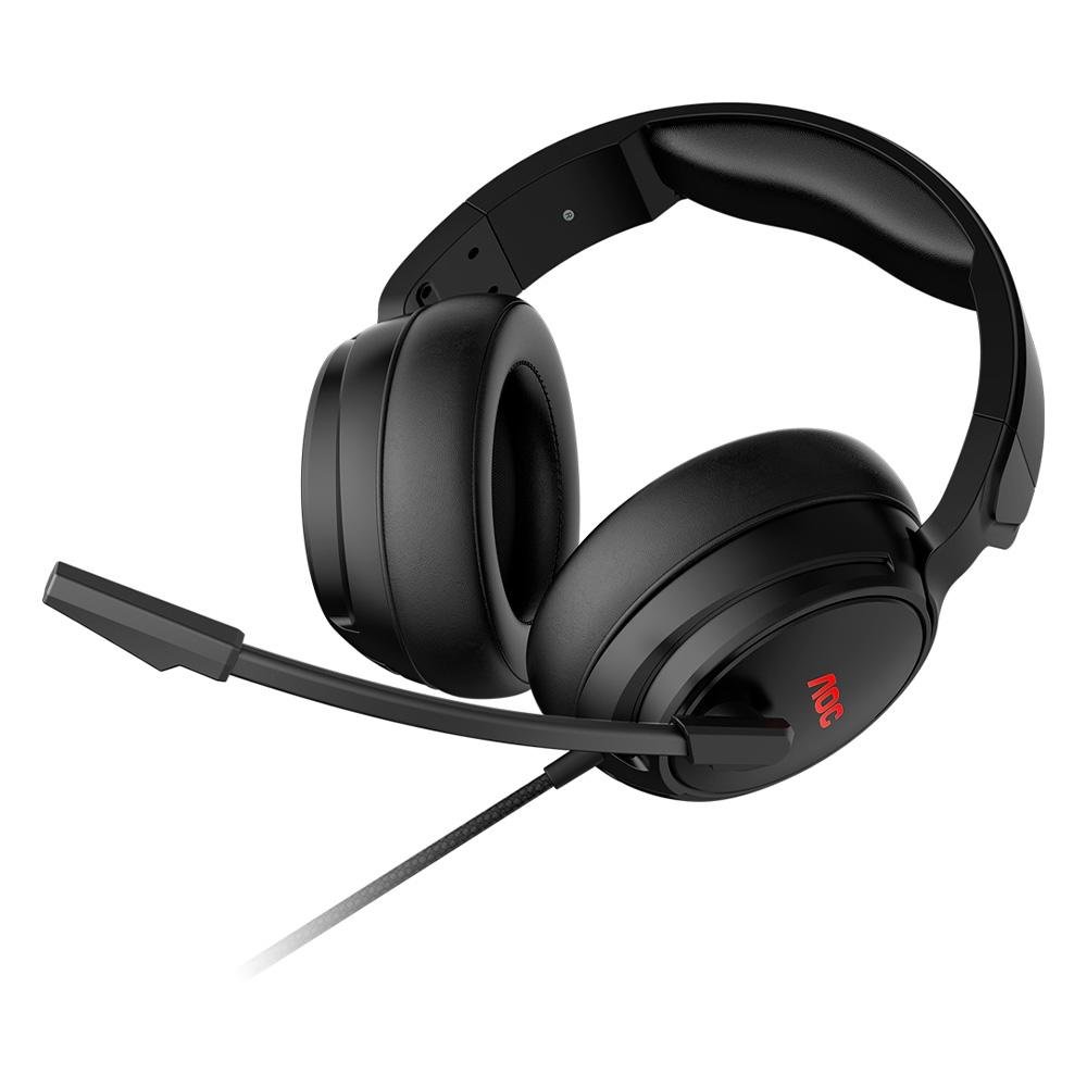 Headset Gamer AOC GH100, LED Vermelho, Drivers 50mm, P2, PC, PS4, PS5, Xbox One, Series, Switch, Mobile, Preto - GH100B