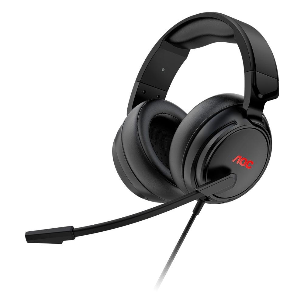 Headset Gamer AOC GH100, LED Vermelho, Drivers 50mm, P2, PC, PS4, PS5, Xbox One, Series, Switch, Mobile, Preto - GH100B