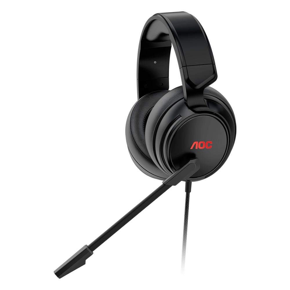 Imagem 8 de 12 do produto Headset Gamer AOC GH100, LED Vermelho, Drivers 50mm, P2, PC, PS4, PS5, Xbox One, Series, Switch, Mobile, Preto - GH100B