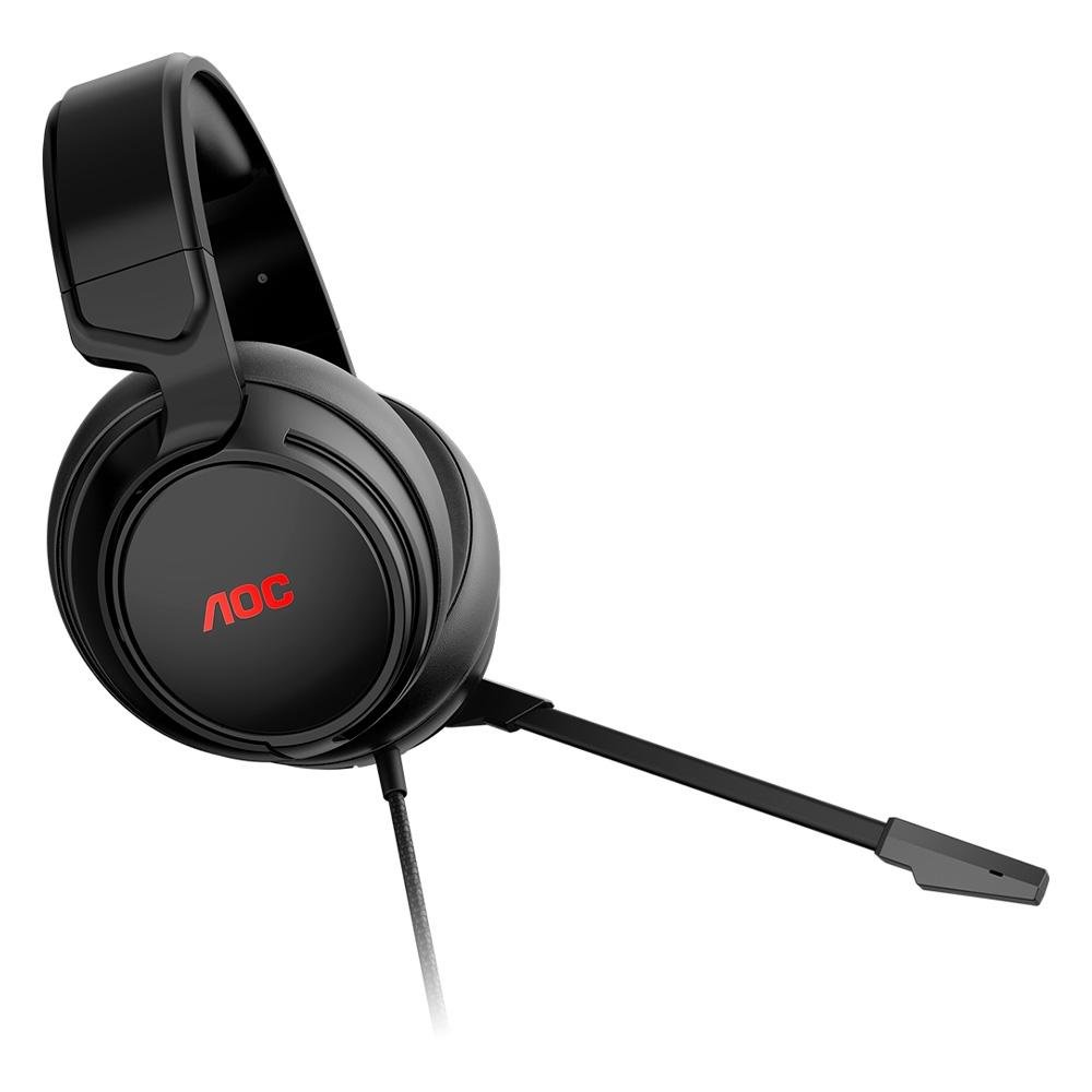 Imagem 9 de 12 do produto Headset Gamer AOC GH100, LED Vermelho, Drivers 50mm, P2, PC, PS4, PS5, Xbox One, Series, Switch, Mobile, Preto - GH100B