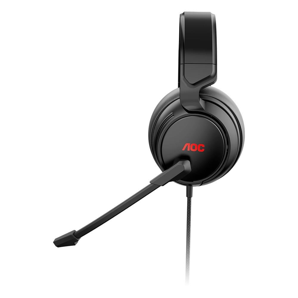 Imagem 10 de 12 do produto Headset Gamer AOC GH100, LED Vermelho, Drivers 50mm, P2, PC, PS4, PS5, Xbox One, Series, Switch, Mobile, Preto - GH100B