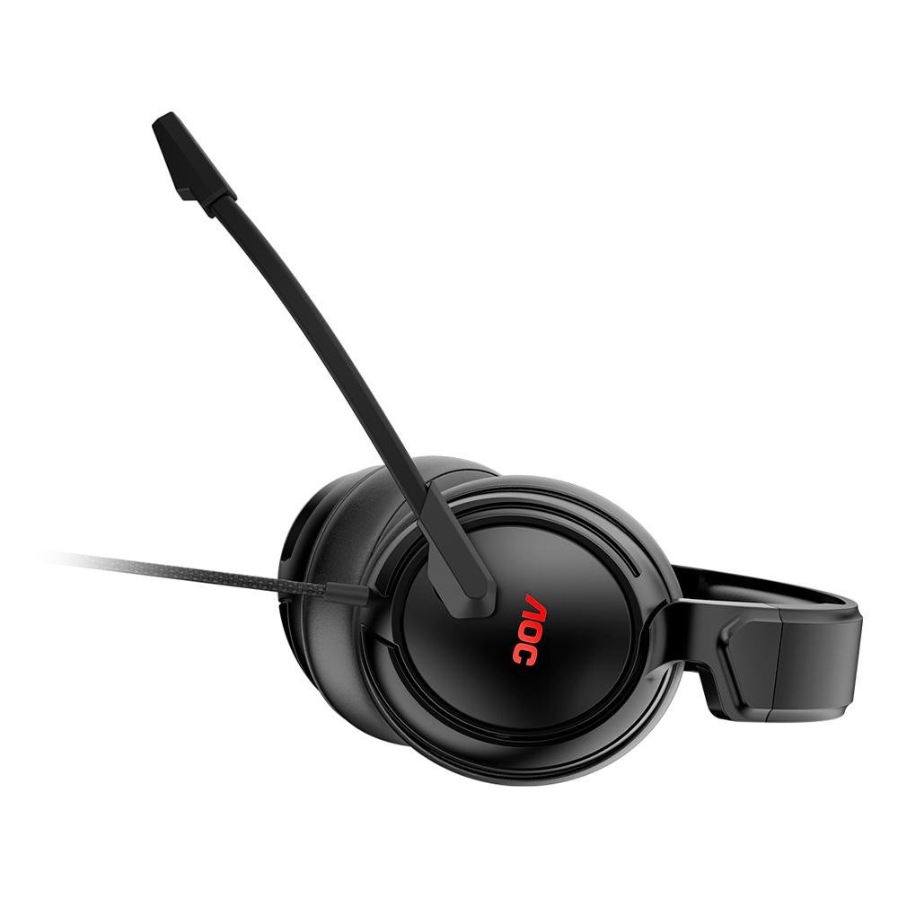 Imagem 11 de 12 do produto Headset Gamer AOC GH100, LED Vermelho, Drivers 50mm, P2, PC, PS4, PS5, Xbox One, Series, Switch, Mobile, Preto - GH100B