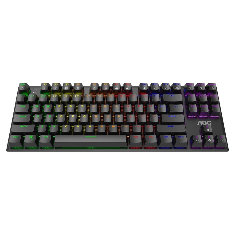 Imagem 2 de 11 do produto Teclado Mecânico Gamer AOC GK450, LED Rainbow, switch Red, N-Key Rollover e 100% Anti-Ghosting, US - GK450BR/FG