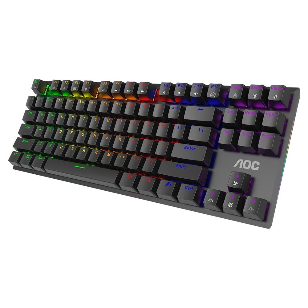 Imagem 6 de 11 do produto Teclado Mecânico Gamer AOC GK450, LED Rainbow, switch Red, N-Key Rollover e 100% Anti-Ghosting, US - GK450BR/FG