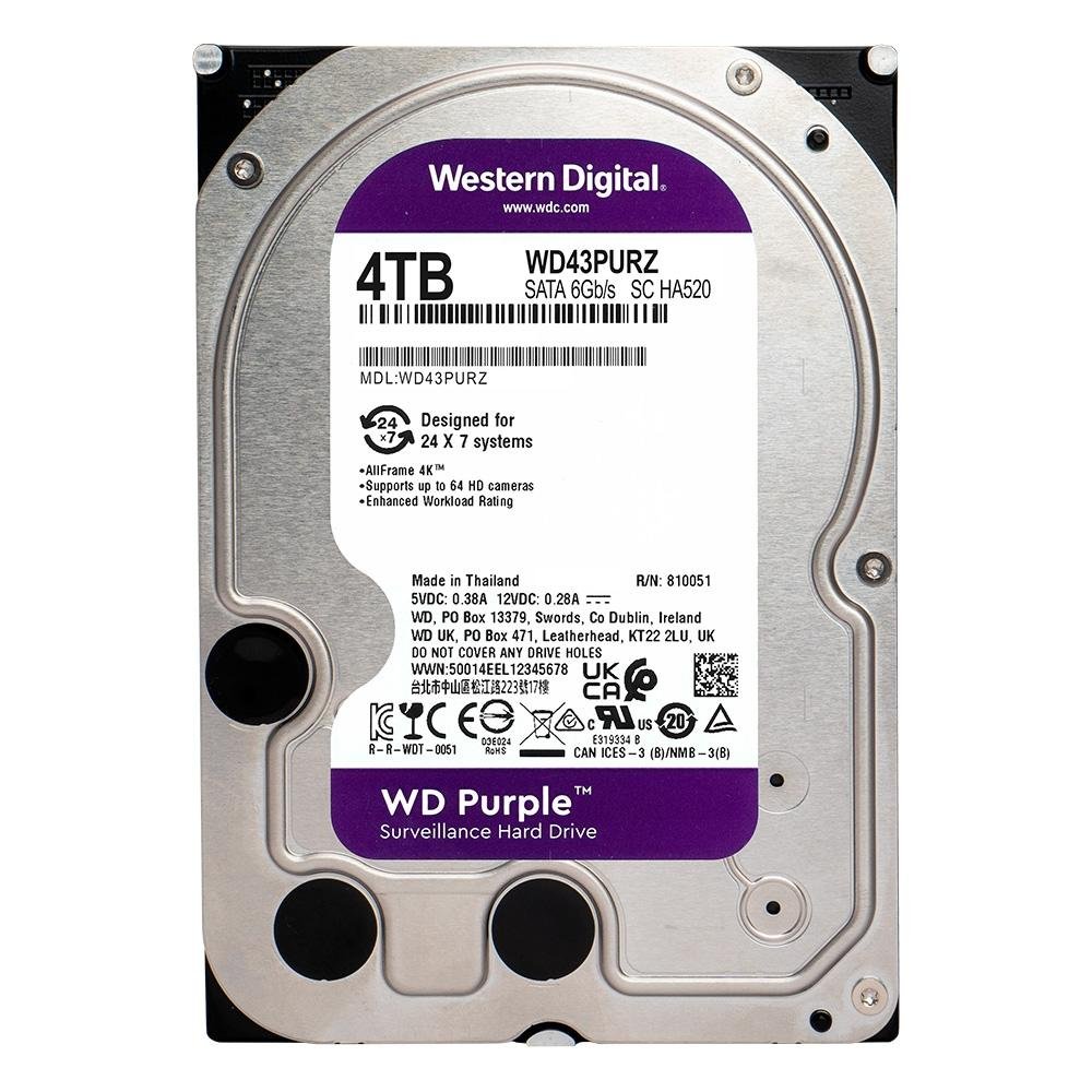 ウェスタンデジタル 4TB パープル 2024年製 HD Sata Western Digital (WD) Purple 4TB - Sugerido pela Intelbras