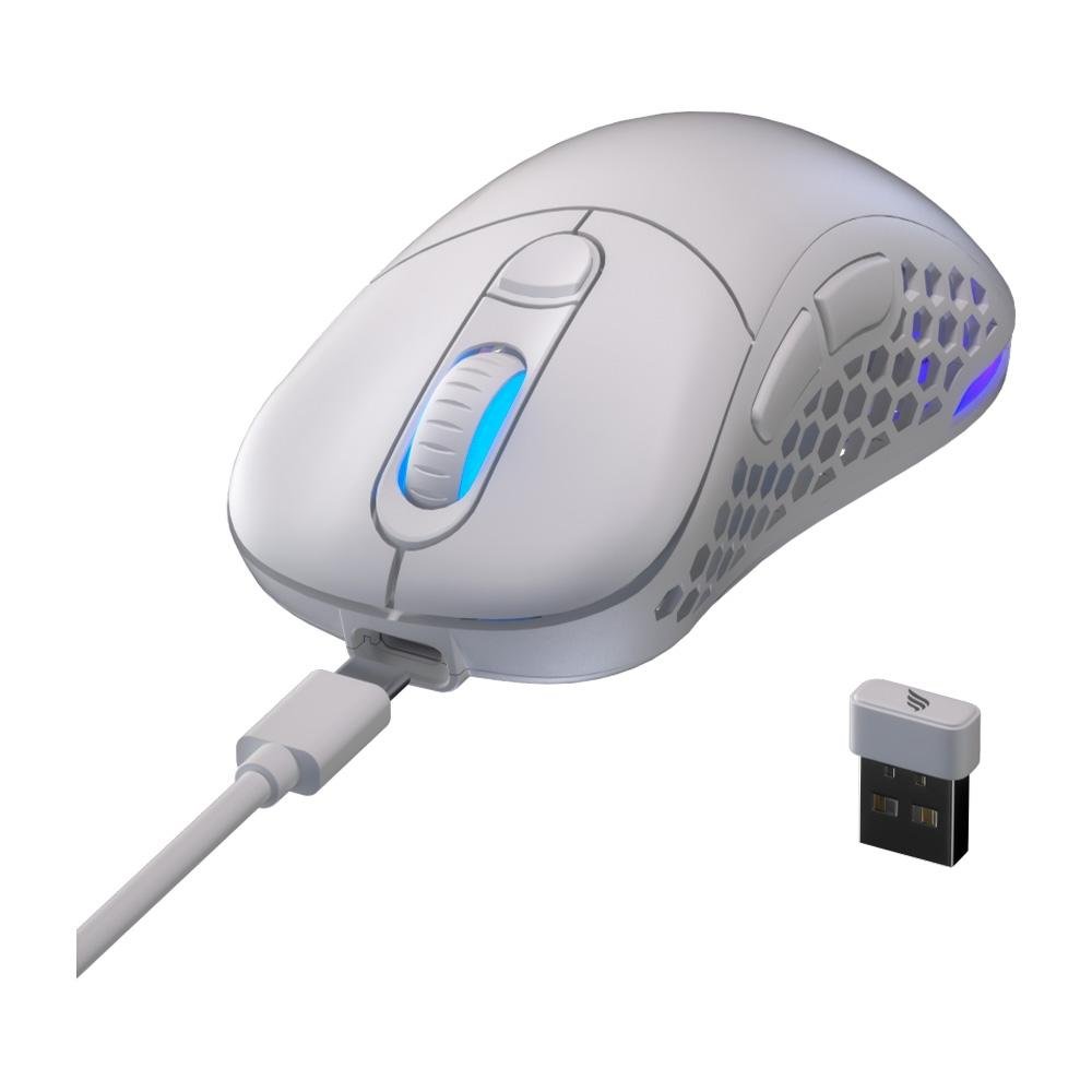 Imagem 6 de 7 do produto Mouse Gamer Sem Fio Fallen Morcego, RGB, 6400 DPI, 6 Botões, Wireless, Branco - MO-FN-MO-WL-BR