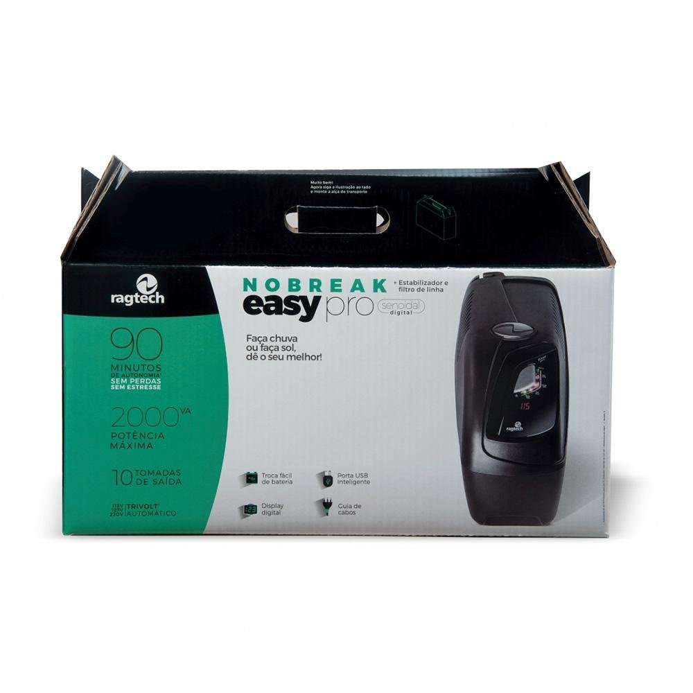 Nobreak Ragtech Senoidal NEP 3200VA CBU, Bivolt Aut, Saída 115V, 10 Tomadas, 2 Baterias, Expansão de bateria e USB - 4061 - view 3
