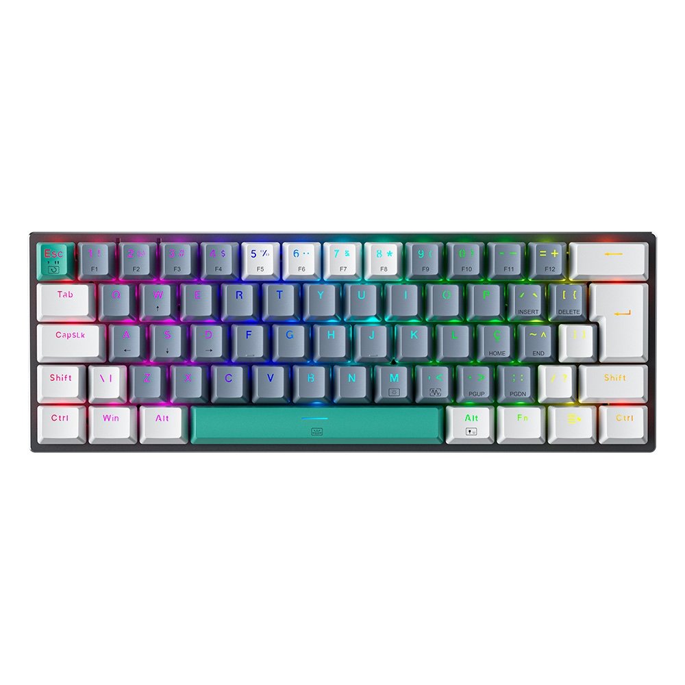 Teclado Mecânico Gamer Machenike K500-B61, RGB, Switch Huano Brown, Cinza - MAC-K500-B61GBR-WW
