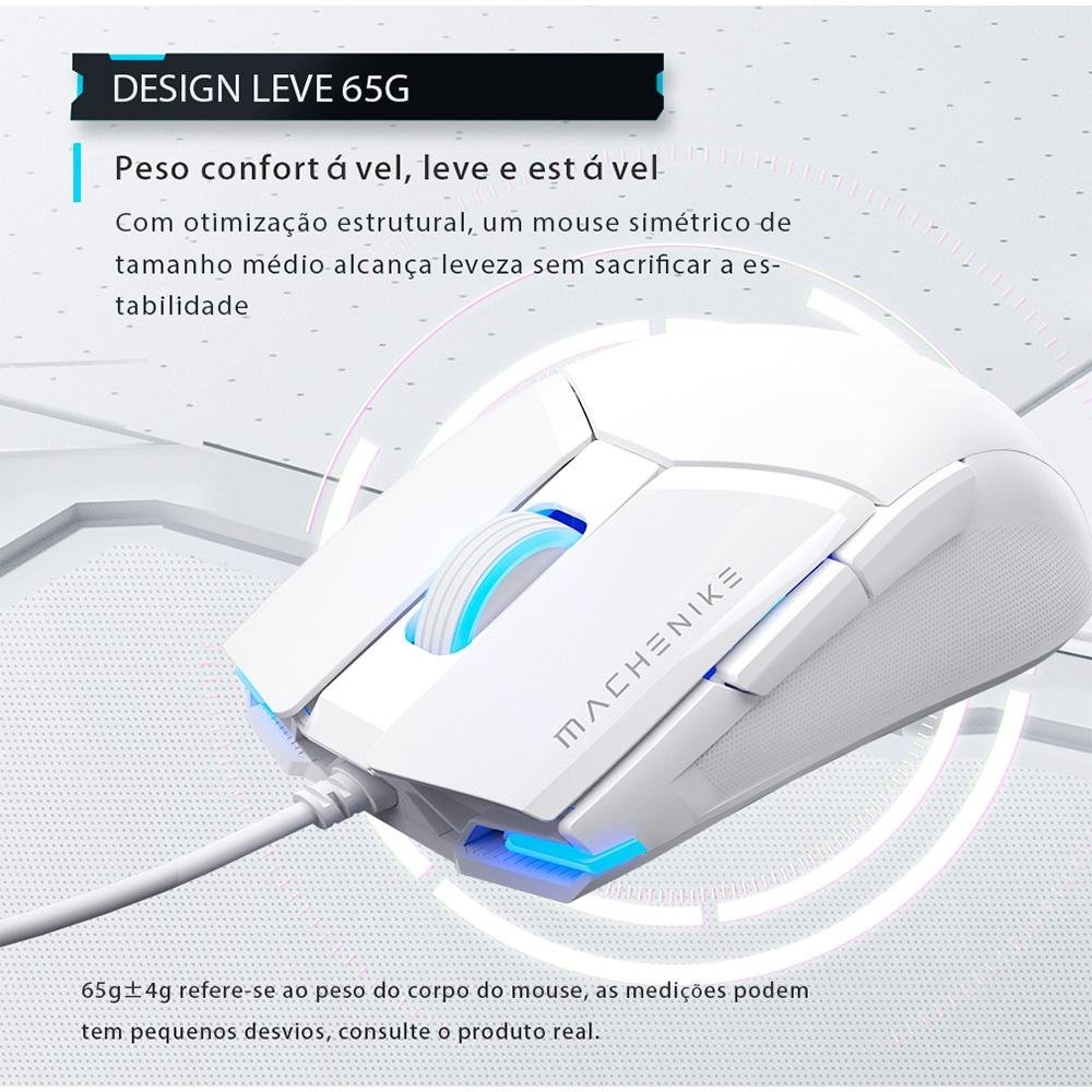 Mouse Gamer Machenike M7 Pro, Com fio, 12800 DPI, 6 botões, Branco - JJ02GL006 - view 9