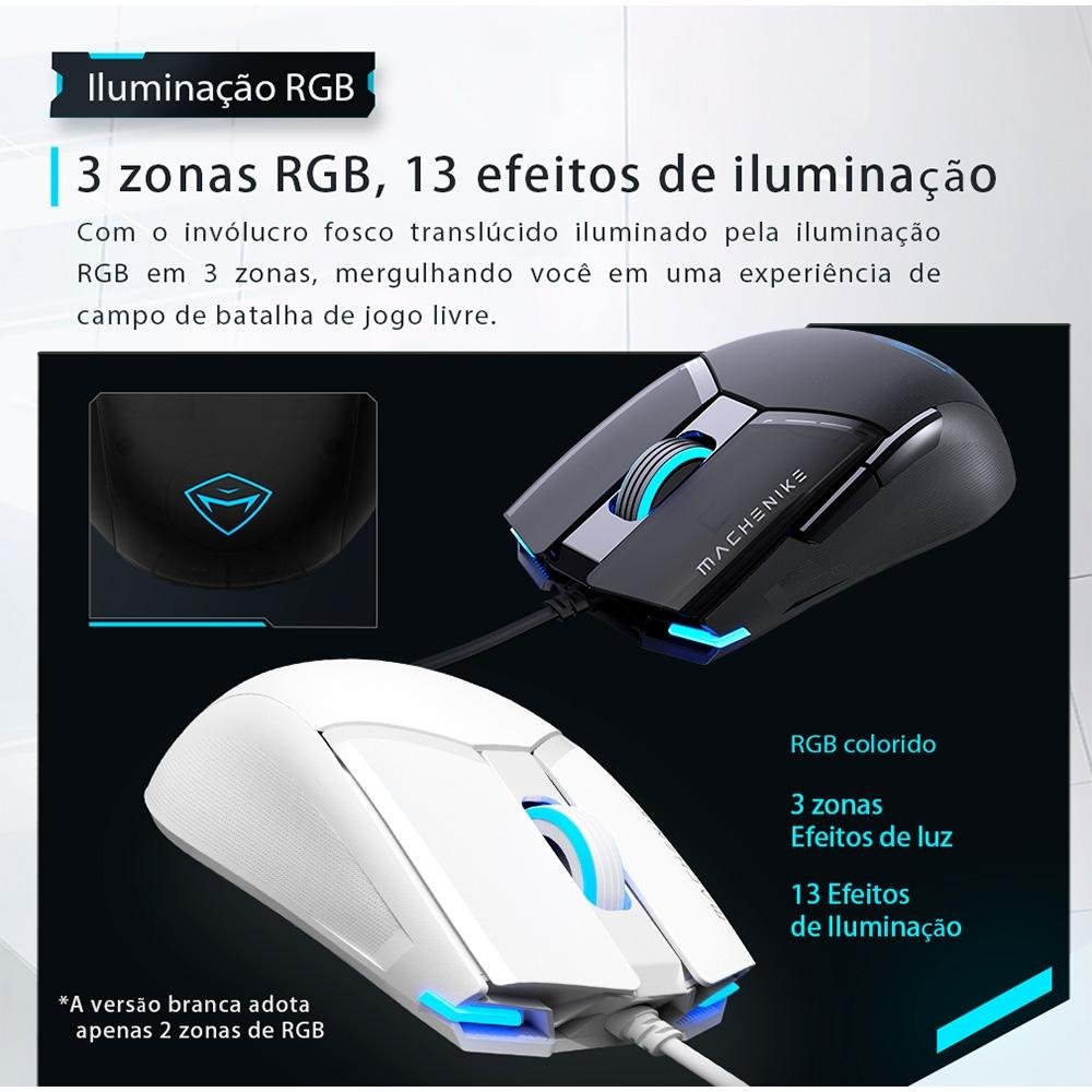 Mouse Gamer Machenike M7 Pro, Com fio, 12800 DPI, 6 botões, Branco - JJ02GL006 - view 10
