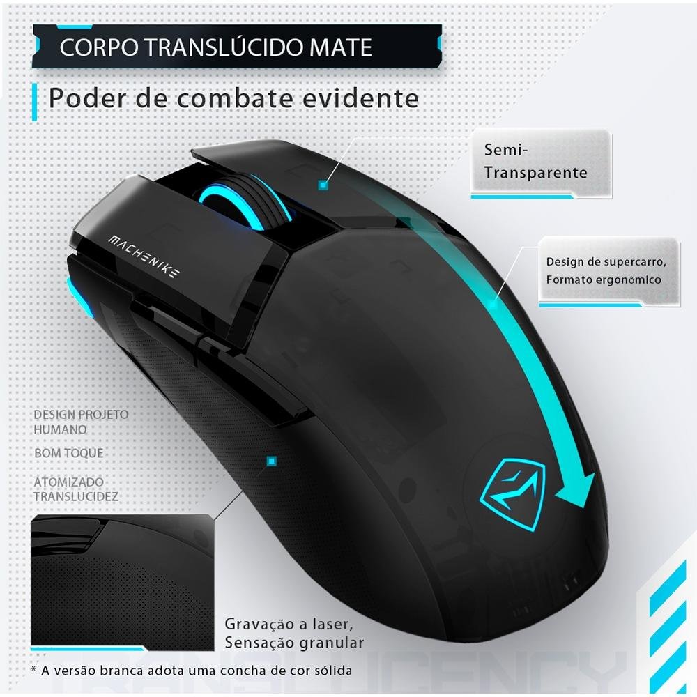 Imagem 8 de 14 do produto Mouse Gamer Machenike M7 Pro, Com fio, 12800 DPI, 6 botões, Preto - JJ02GP006