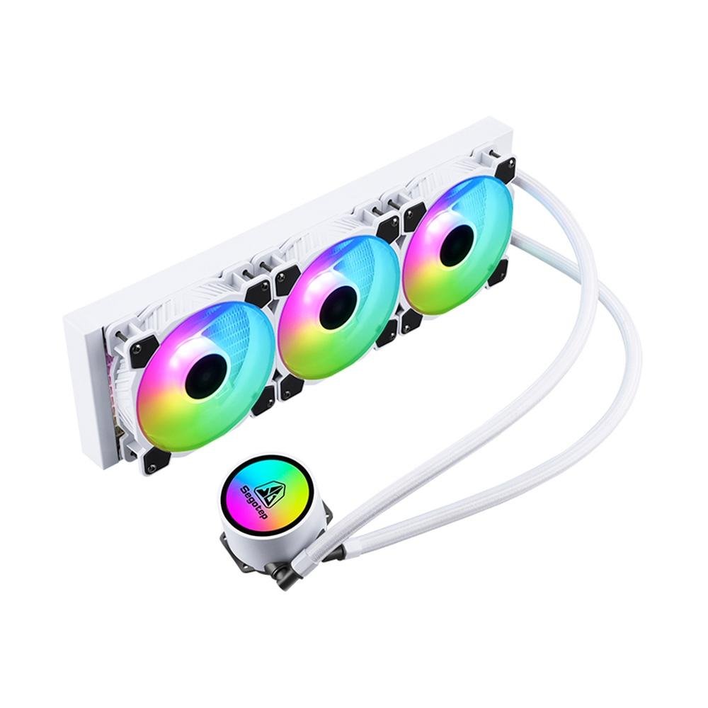Imagem 2 de 5 do produto Water Cooler Segotep Beiced, ARGB, 360mm, AMD/Intel, Branco - SEG-WC-BEL360W-WW