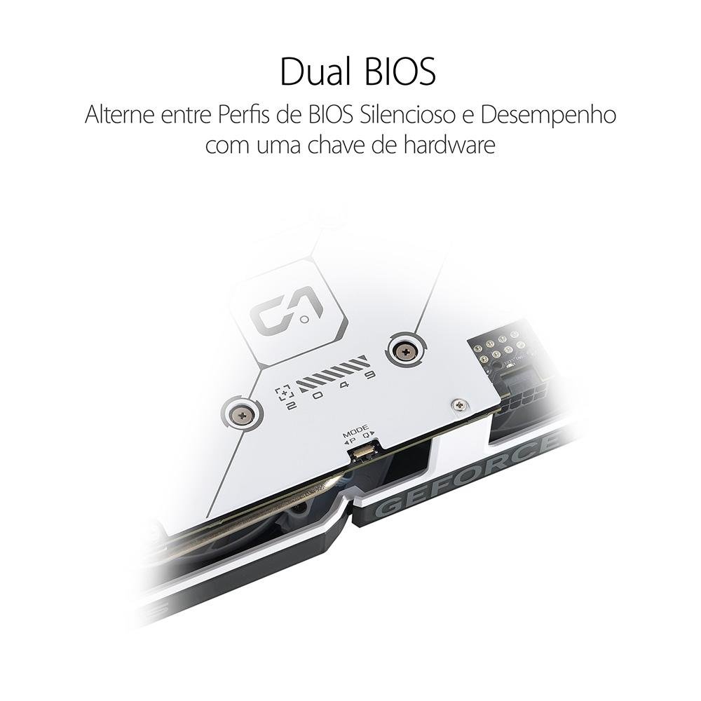 Placa de Vídeo RTX 4060 Dual OC 8G White NVIDIA GeForce, 8GB, GDDR6, DLSS, Ray Tracing, G-Sync - 90YV0JC2-M0NA00