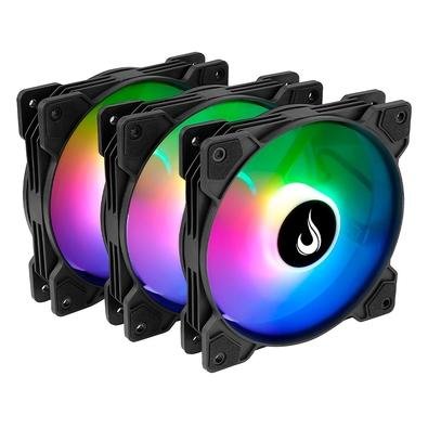 Kit com 3 Ventoinhas Rise Mode X, 120mm, Led  ARGB, Preto - RM-XLD-01-ARGB