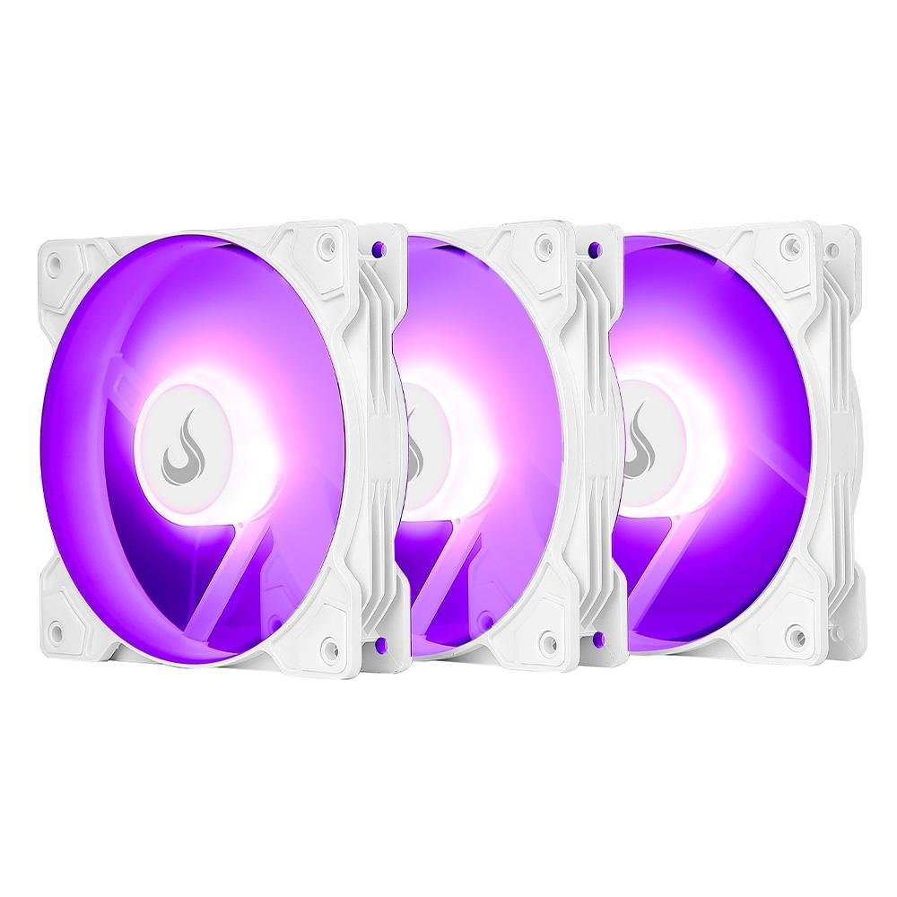 Imagem 5 de 8 do produto Kit com 3 Ventoinhas Rise Mode X, 120mm, Led ARGB, Branco - RM-XLD-02-ARGB