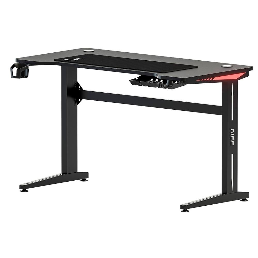 Imagem 2 de 8 do produto Mesa Gamer RGB Rise Mode, Desk 07, Suporte para Copos, Suporte para Headset, Preto - RM-TB-07-BK