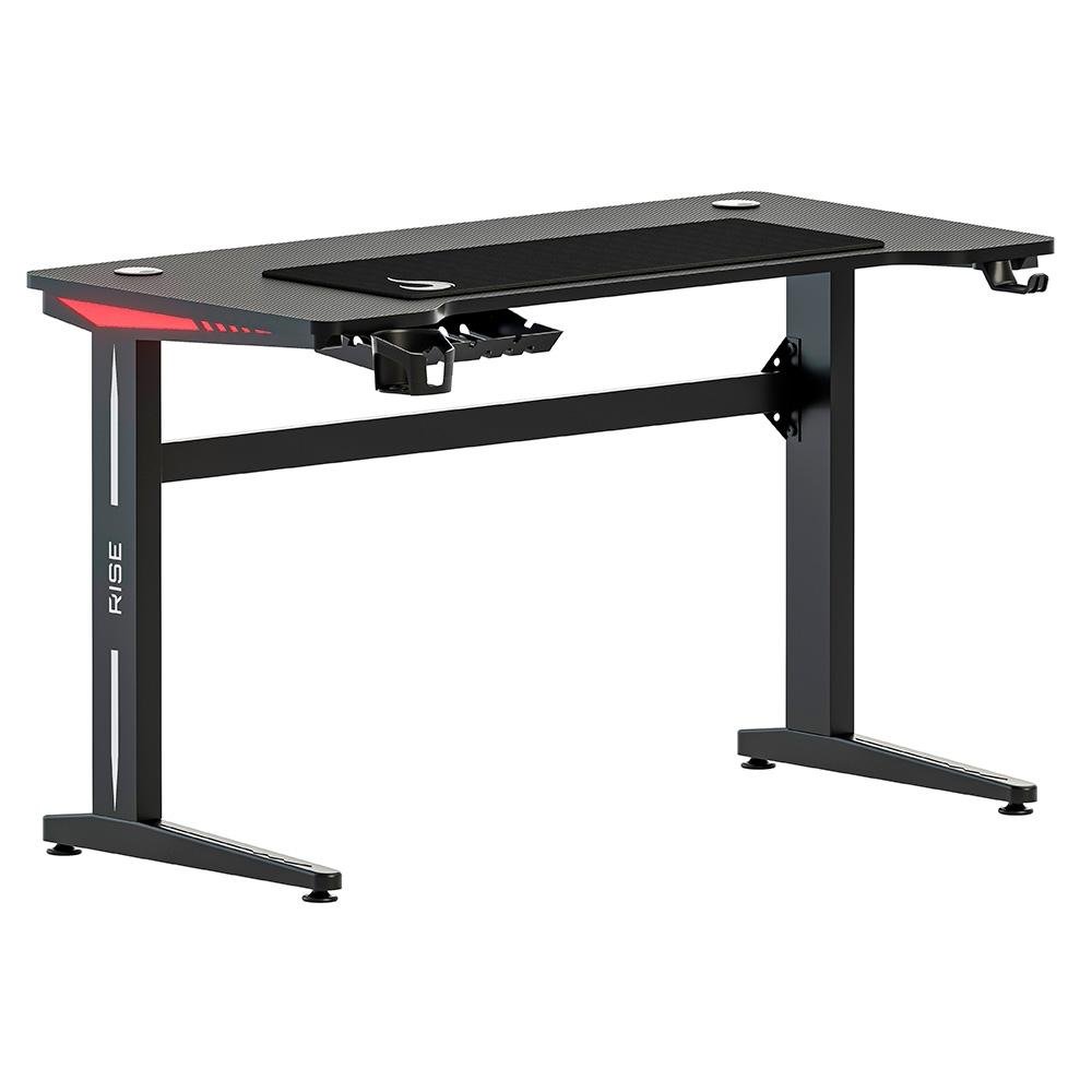 Mesa Gamer RGB Rise Mode, Desk 07, Suporte para Copos, Suporte para Headset, Preto - RM-TB-07-BK