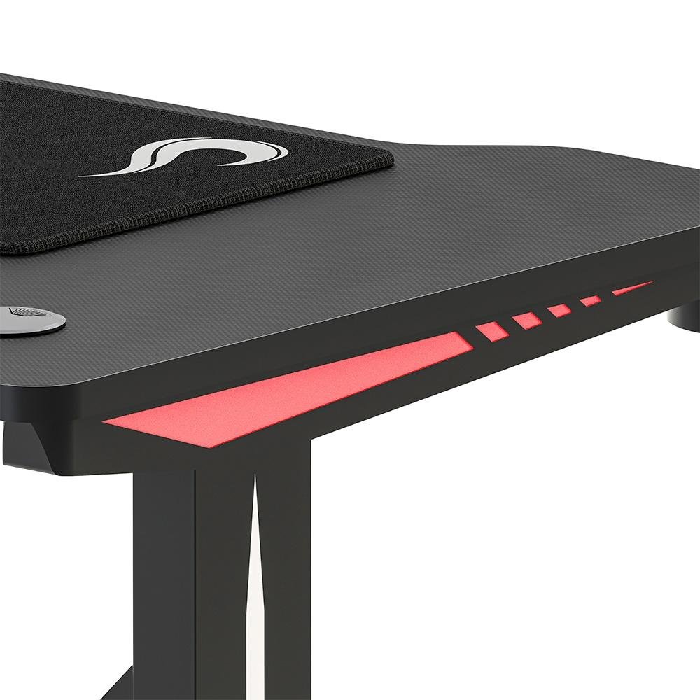 Imagem 6 de 8 do produto Mesa Gamer RGB Rise Mode, Desk 07, Suporte para Copos, Suporte para Headset, Preto - RM-TB-07-BK
