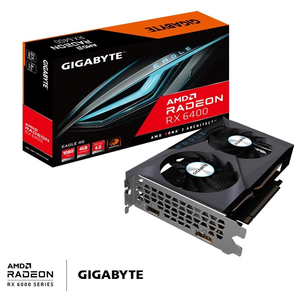 Placa de Vídeo Gigabyte RX 6400 EAGLE AMD, 4GB GDDR6 - GV-R64EAGLE-4GD Placa de Vídeo Gigabyte RX 6400 EAGLE AMD, 4GB GDDR6 - GV-R64EAGLE-4GD