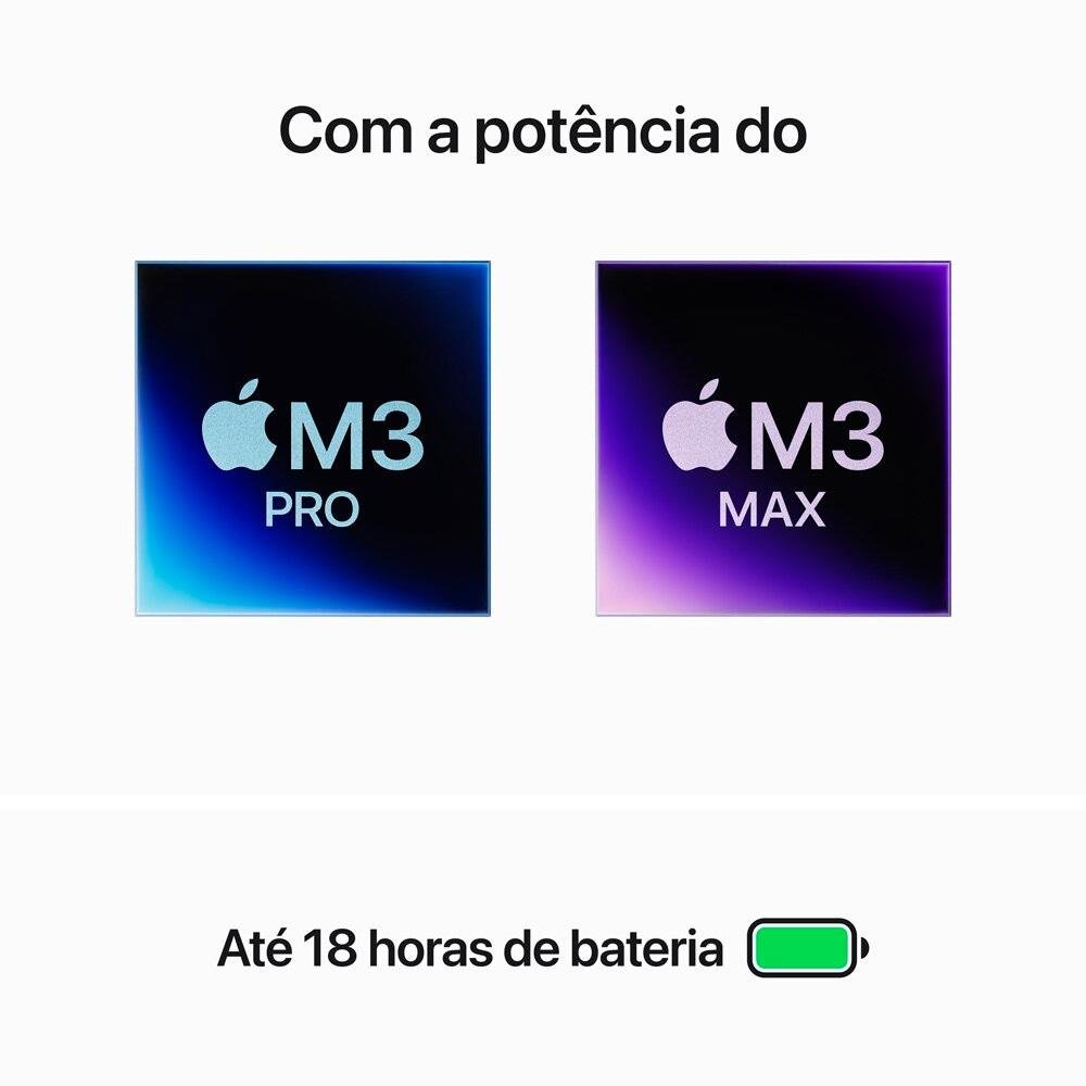 MacBook Pro Apple 14", M3, CPU 8 núcleos, GPU 10 Núcleos, 8GB RAM, SSD 1TB, Prateado - MR7K3BZ/A MacBook Pro Apple 14", M3, CPU 8 núcleos, GPU 10 Núcleos, 8GB RAM, SSD 1TB, Prateado - MR7K3BZ/A