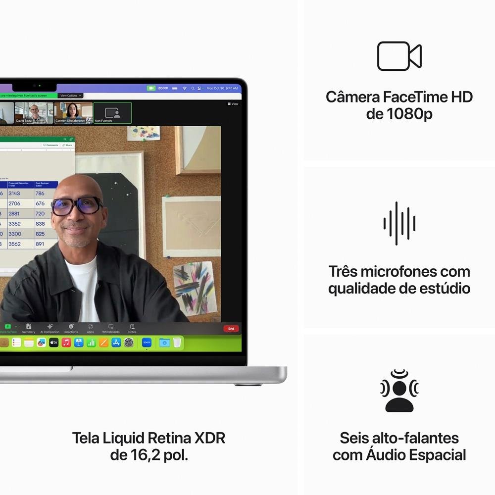 Imagem 5 de 10 do produto MacBook Pro Apple 16", M3 Max, CPU 16 Núcleos, GPU 40 Núcleos, 48GB RAM, SSD 1TB, Prateado - MUW73BZ/A