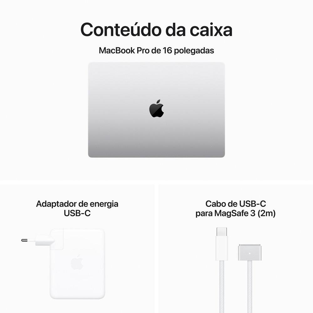 Imagem 10 de 10 do produto MacBook Pro Apple 16", M3 Max, CPU 16 Núcleos, GPU 40 Núcleos, 48GB RAM, SSD 1TB, Prateado - MUW73BZ/A