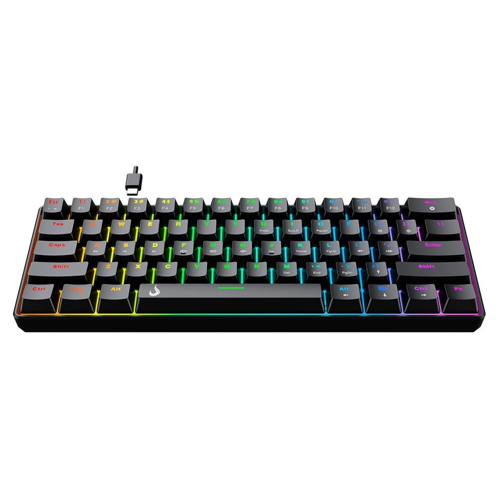 Teclado Mecânico Gamer Rise Mode GM1 Black, RGB, Switch Outemu Brown - RM-TCM-GM1-BBRO