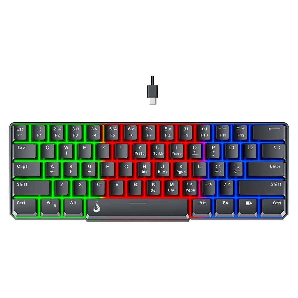 Teclado Semi Mecânico Gamer Rise Mode G2 Mini, RGB, USB-C, Layout 60%, Preto - RM-TG-02-B Teclado Semi Mecânico Gamer Rise Mode G2 Mini, RGB, USB-C, Layout 60%, Preto - RM-TG-02-B