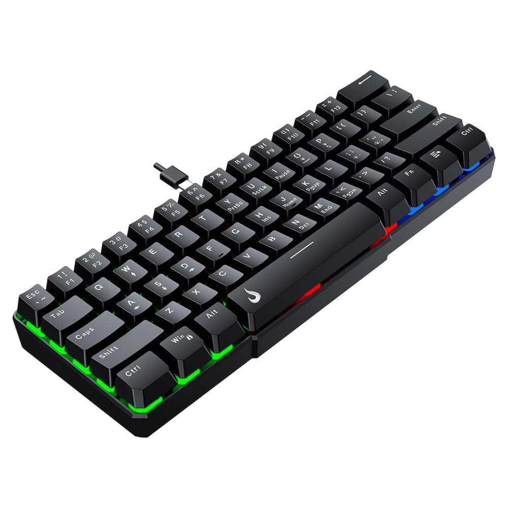 Teclado Semi Mecânico Gamer Rise Mode G2 Mini, RGB, USB-C, Layout 60%, Preto - RM-TG-02-B Teclado Semi Mecânico Gamer Rise Mode G2 Mini, RGB, USB-C, Layout 60%, Preto - RM-TG-02-B