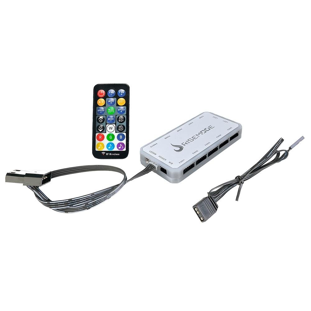 Imagem 2 de 2 do produto Controladora Gamer Para Cooler Rise Mode Sound, ARGB, 6P, 10 Fans - RM-COS-ARGB