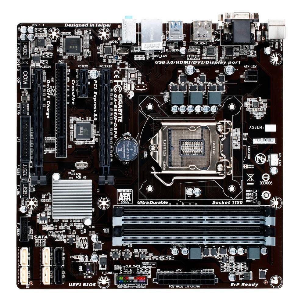 Placa-Mãe Gigabyte GA-B85M-D3PH, Intel LGA 1150, mATX, DDR3, Preto - 90MB1G20-M0EAY0