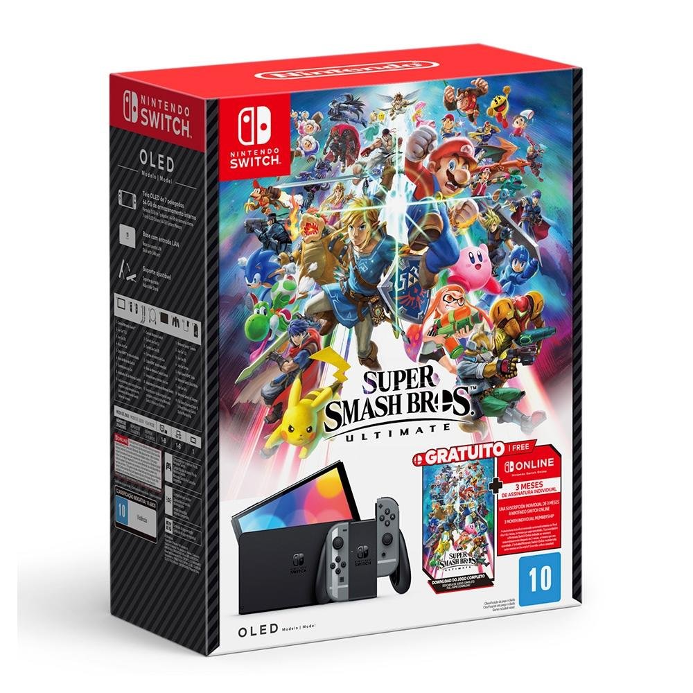 Imagem 4 de 4 do produto Console Nintendo Switch OLED + Jogo Super Smash Bros Ultimate - HBGSSKACLA