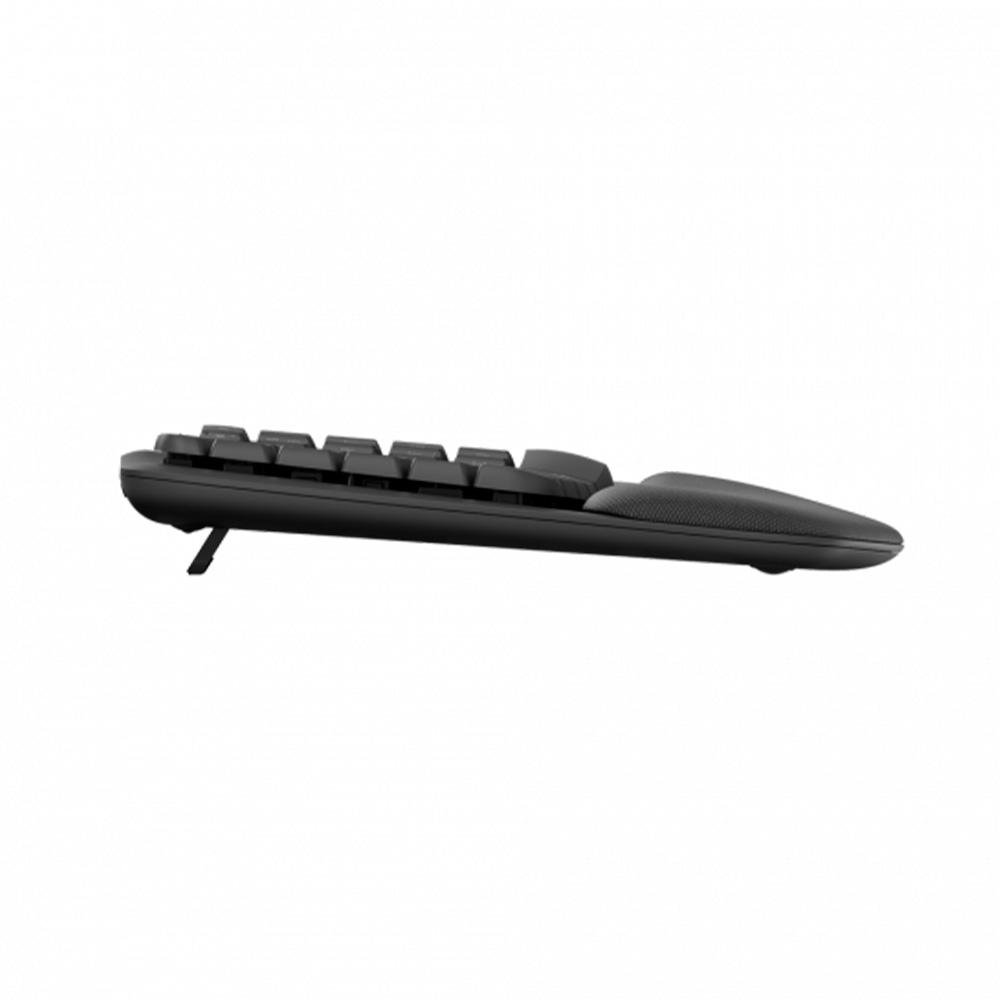 Imagem 3 de 13 do produto Teclado Sem Fio Logitech Wave Keys, Bluetooth, Layout US, Com Design Ondulado, Ergonômico, Grafite - 920-012281