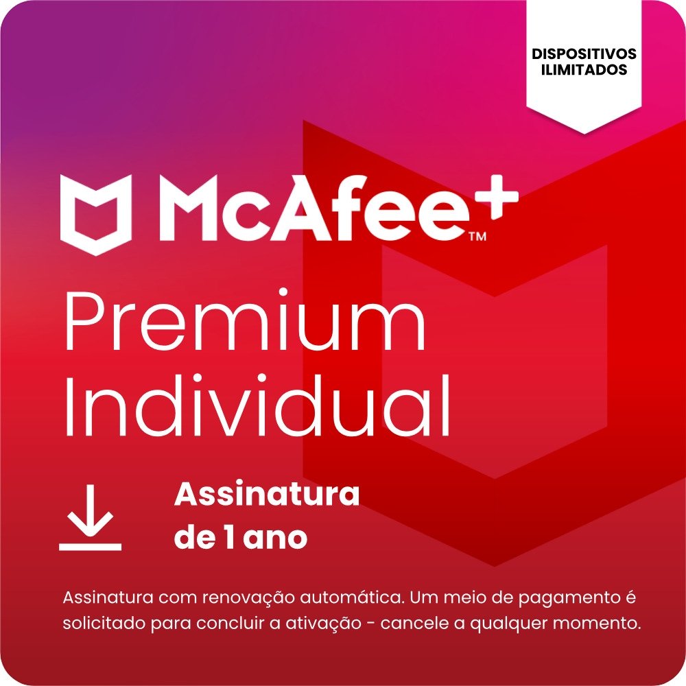 McAfee + Premium Individual, Proteção para Dispositivos Ilimitados, 1 Ano - MPP31BNRURPID