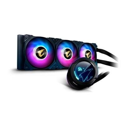 Water Cooler Gigabyte Aorus 360, RGB, 360mm, AMD/Intel, com Display LCD, Preto - GP-AORUS WATERFORCE X II 360